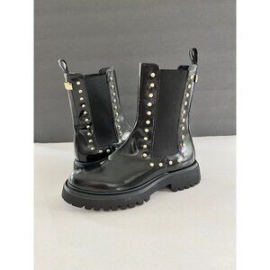 NWOB CAVALLI CLASS women's black leather studded boots size 36